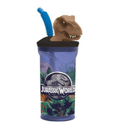 Bicchiere Con Cannuccia Integrata Jurrasic World In 3d Capienza 360 Ml Per Bimbi         