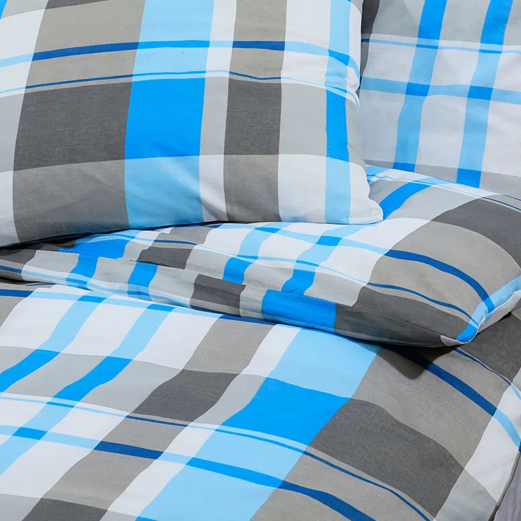 Set Copripiumino Blu e Grigio 140x200 cm in Cotone CFW5386607