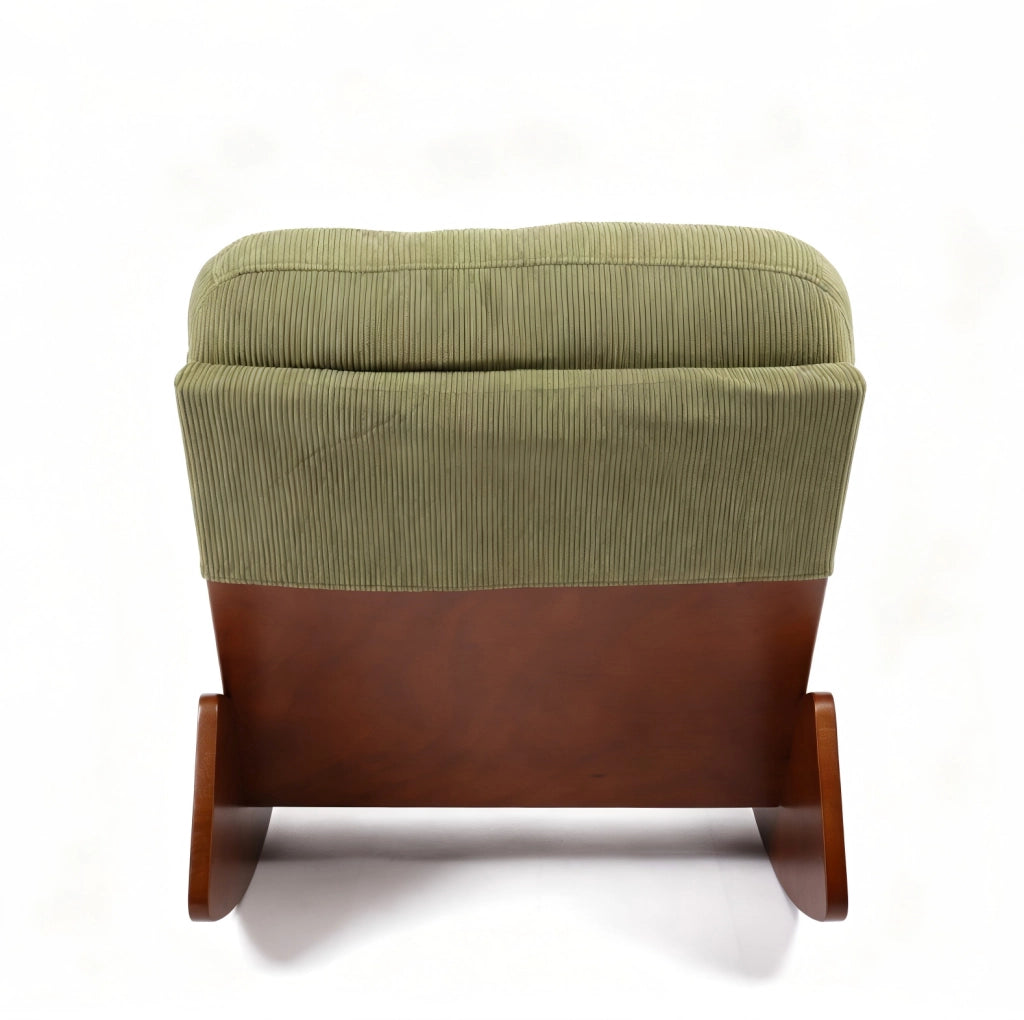 Sedia a dondolo glider in tessuto; struttura in legno; verde