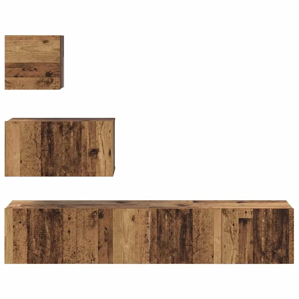 Set mobile TV 4 pz-Set di 4 Credenza per TV Legno vecchio Legno multistrato 646806
