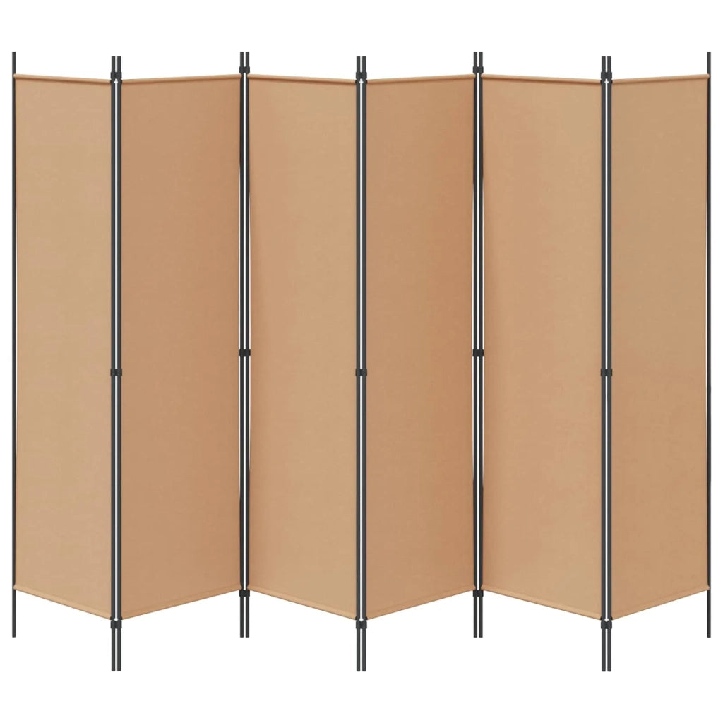 Divisore per Stanza | Paravento | Divisorio Ambienti a 6 Pannelli Beige 300 x 180 cm Tessuto
