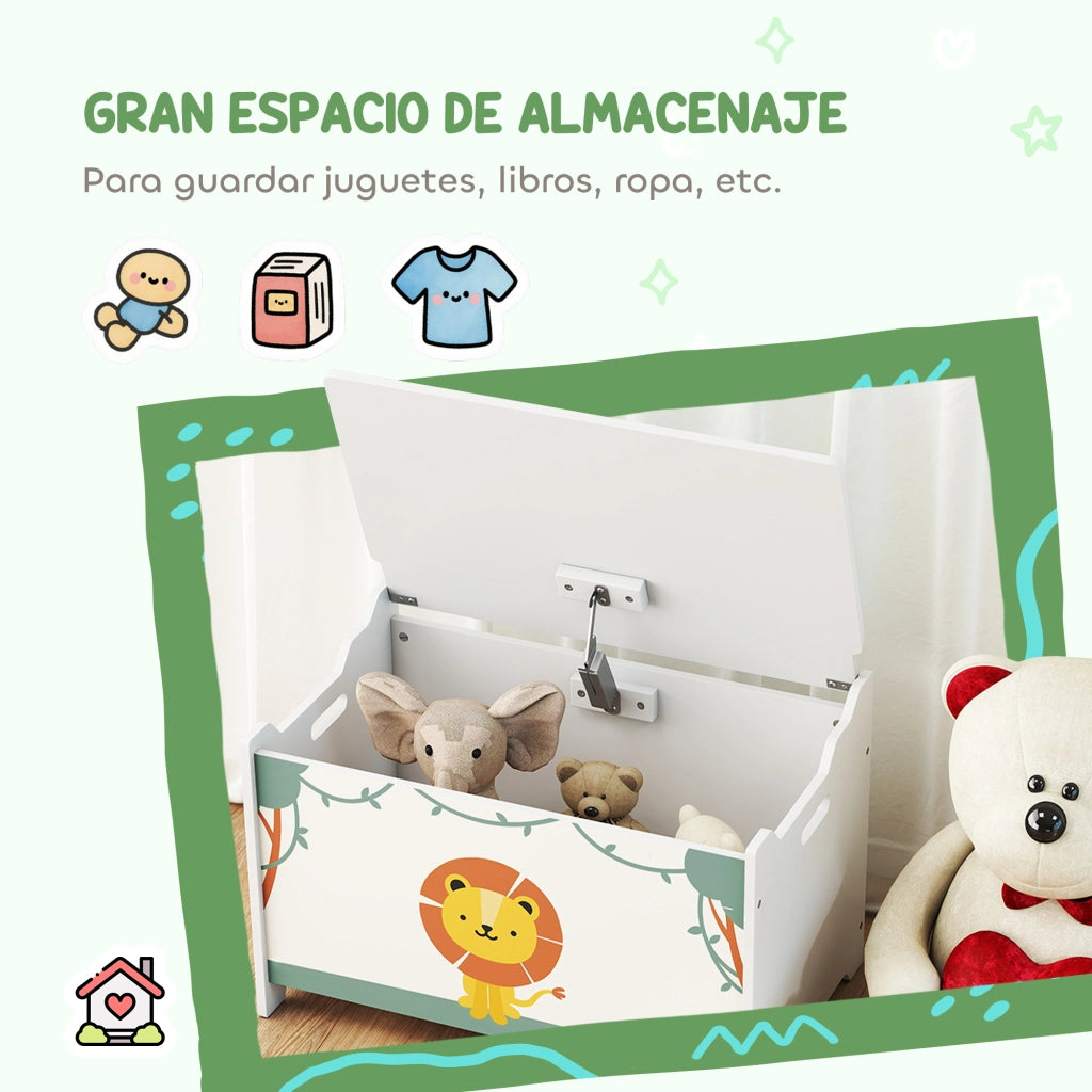 Cassa per giocattoli ¨C Minimal ¨C Verde 53L con tapa abatible e pistone a gas