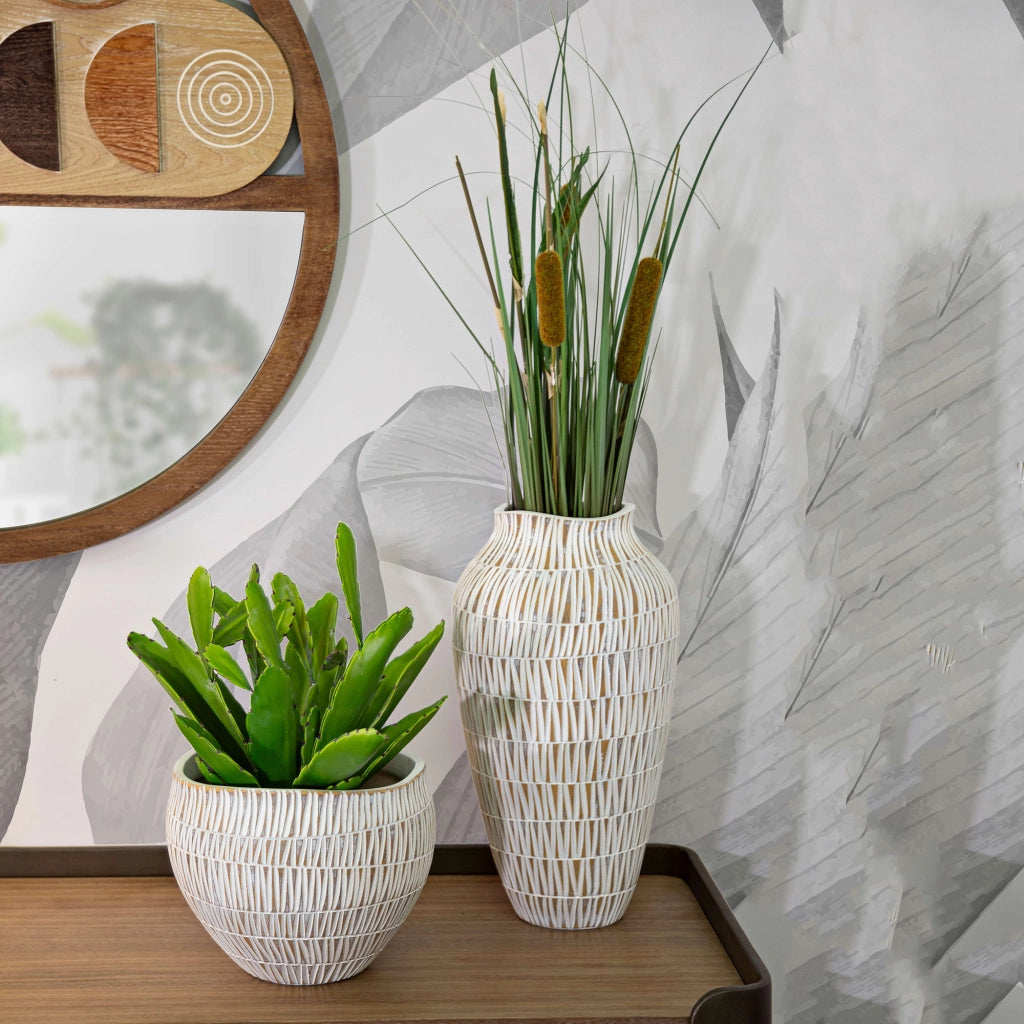 Rugero, Vaso Colore Struttura Beige, Bianco