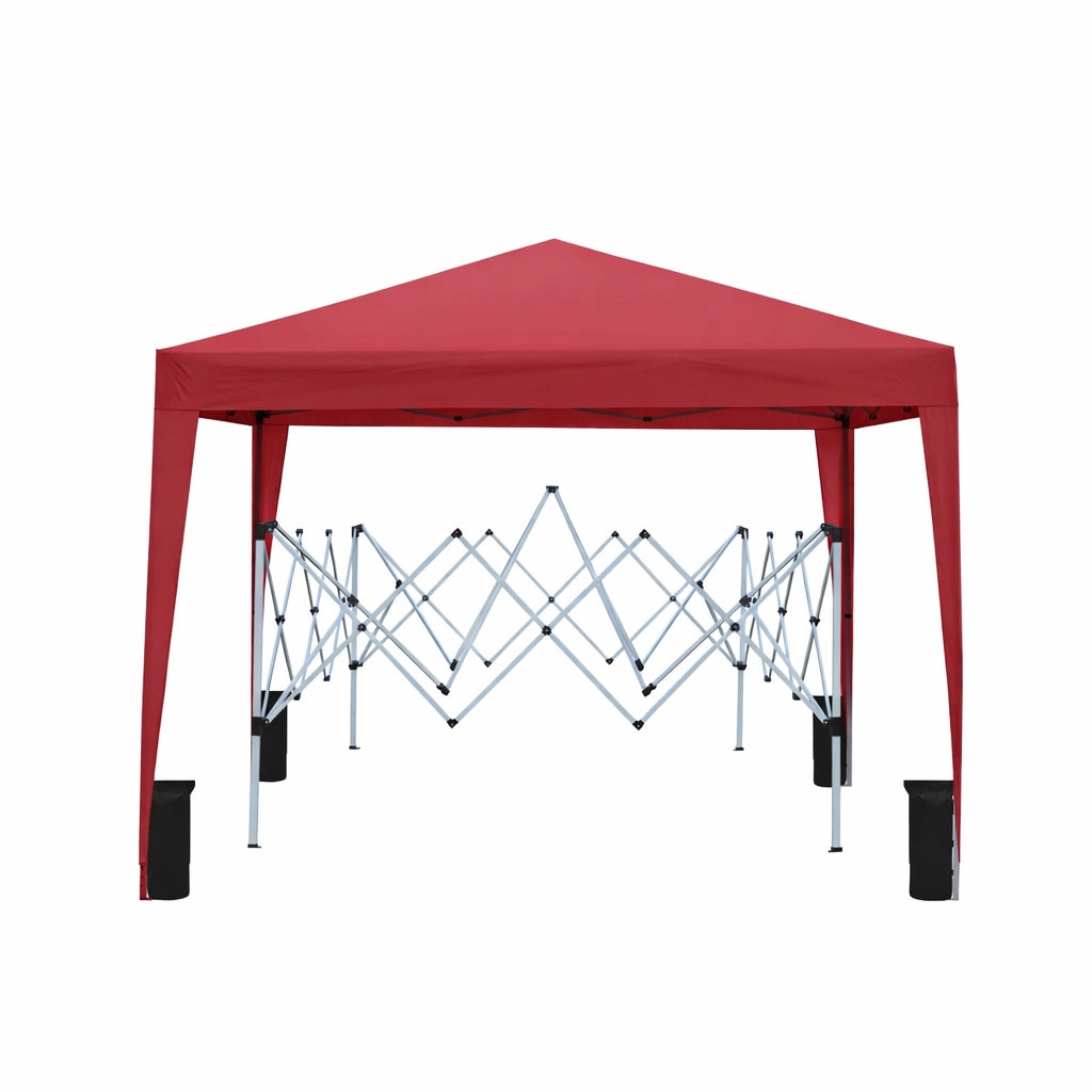 GAZEBO PIEGHEVOLE 3x3 m Borgogna in metallo