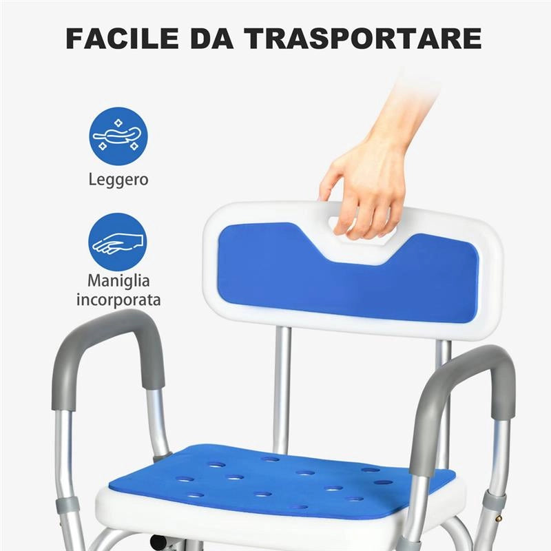 SEDIA PER DOCCIA CON IMBOTTITURA E ALTEZZA REGOLABILE
