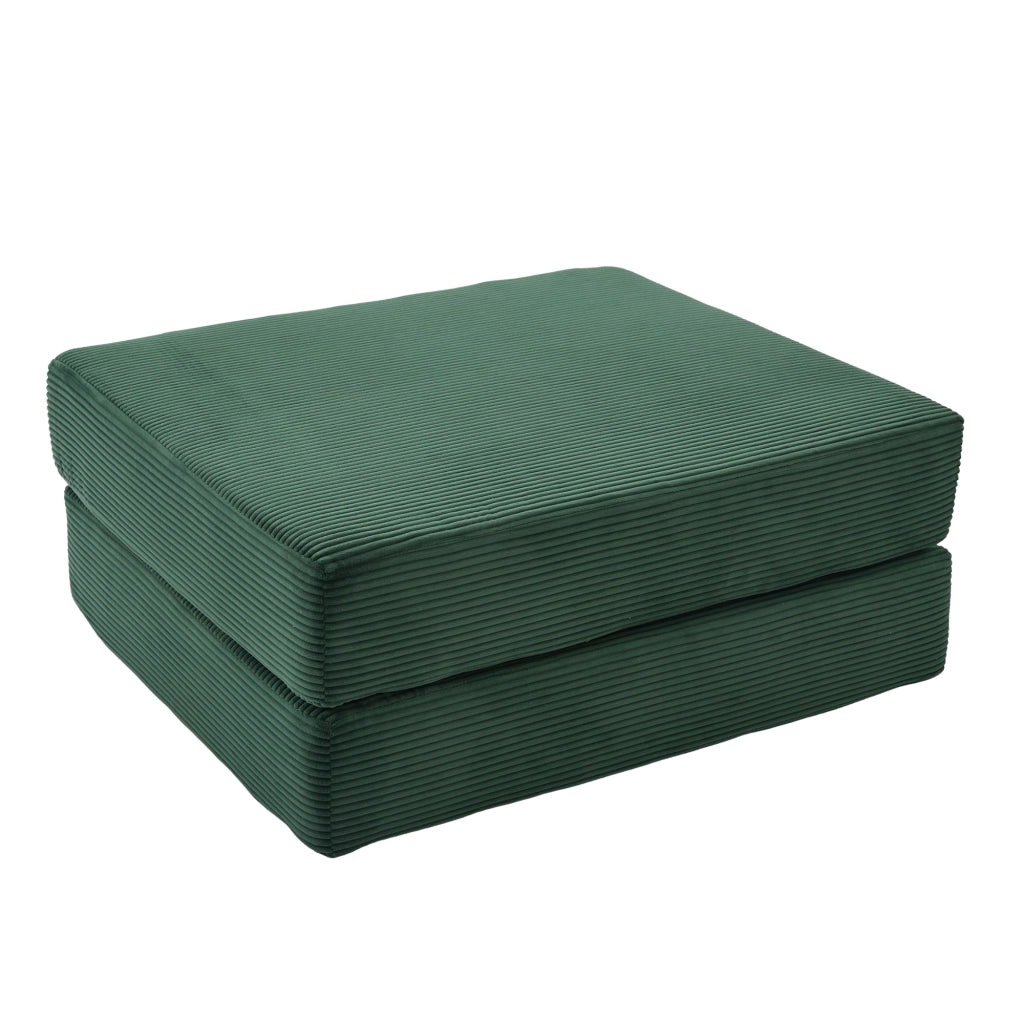 Poggiapiedi Convertibile con Funzione Letto, Struttura Modulare in Velluto Corduroy, Smeraldo