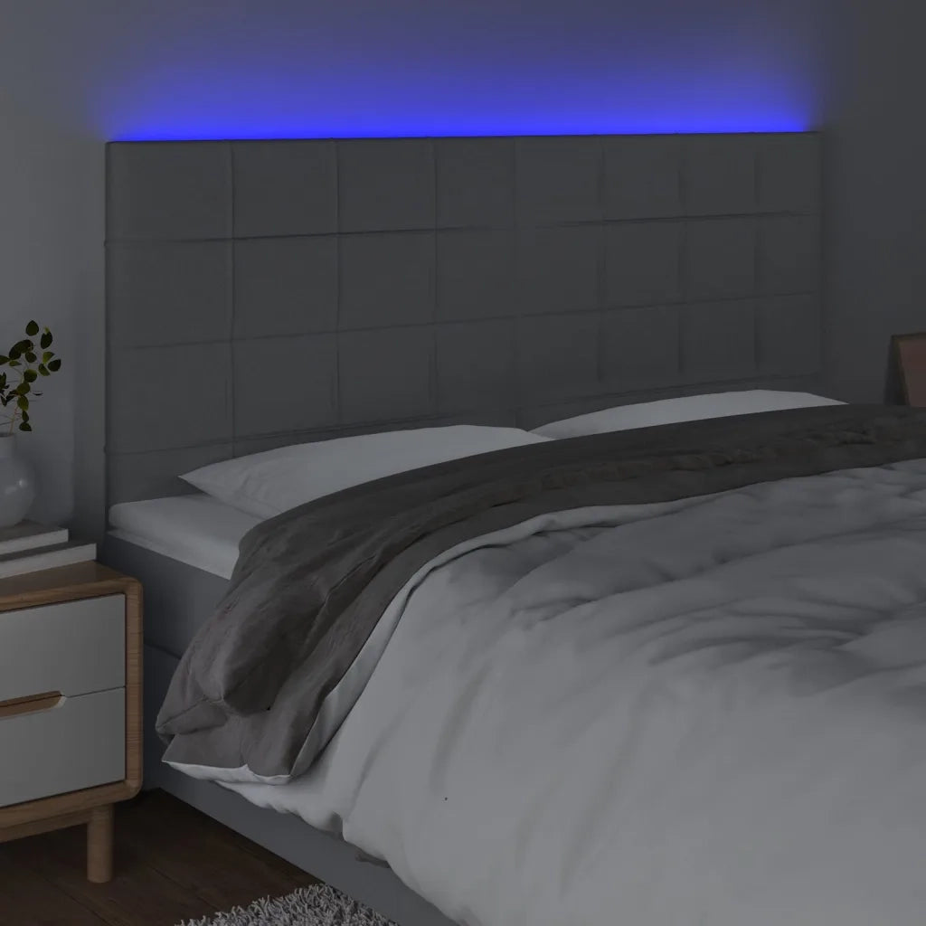 Testiera a LED Grigio Chiaro 160x5x118/128 cm in Tessuto 3122430