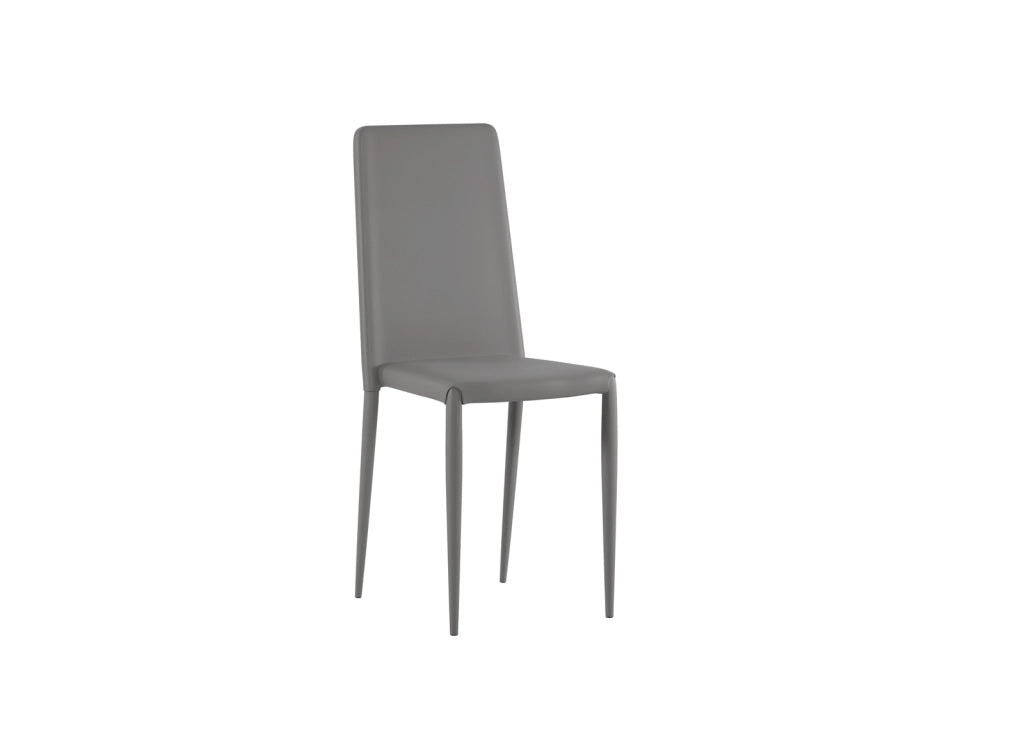 Sedia Cleo Impilabile in Similpelle Imbottita con Struttura in Metallo Grigio Chiaro - Seduta e Schienale Ergonomici - Design Moderno