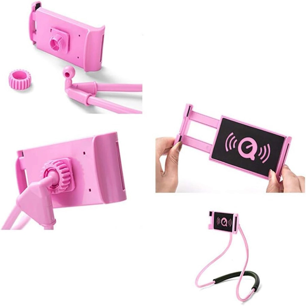 SUPPORTO SMARTPHONE CELLULARE TABLET COLLO TAVOLO ROSA PIEGHEVOLE FLESSIBILE