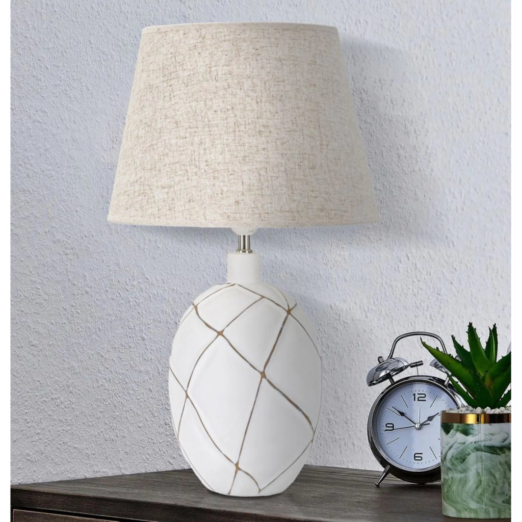 Lampada da Tavolo VKH168, Bianco, Poliresina, 35x35x60 cm