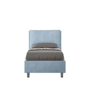 Letto singolo con rete imbottito 80x190 microfibra azzurro Antea