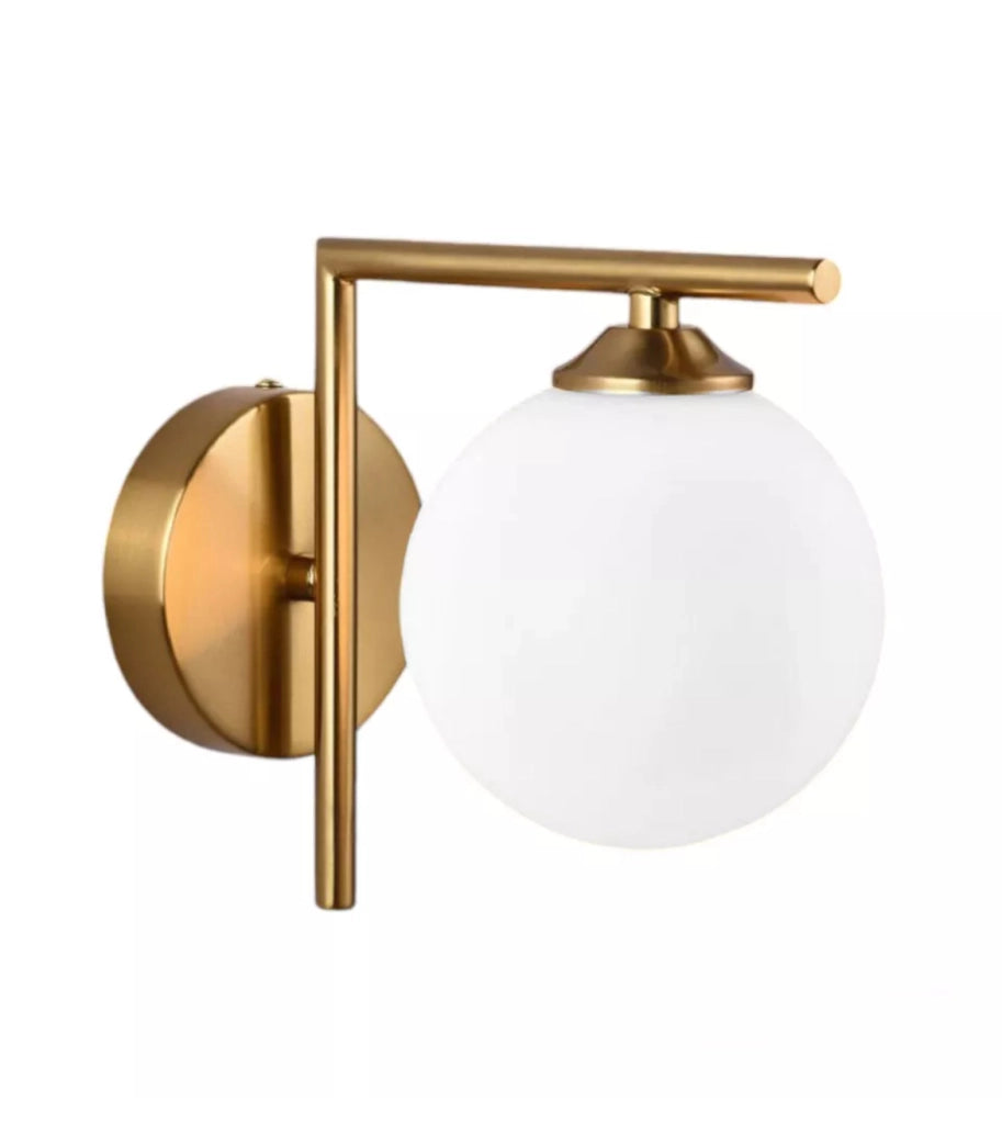 Applique lampada da parete moderna in metallo colore oro sfera in vetro opaco per interni casa salotto stanza da letto attacco Lampadine LED G9