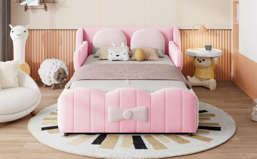 letto per bambini velluto rosa 90 x 200 cm