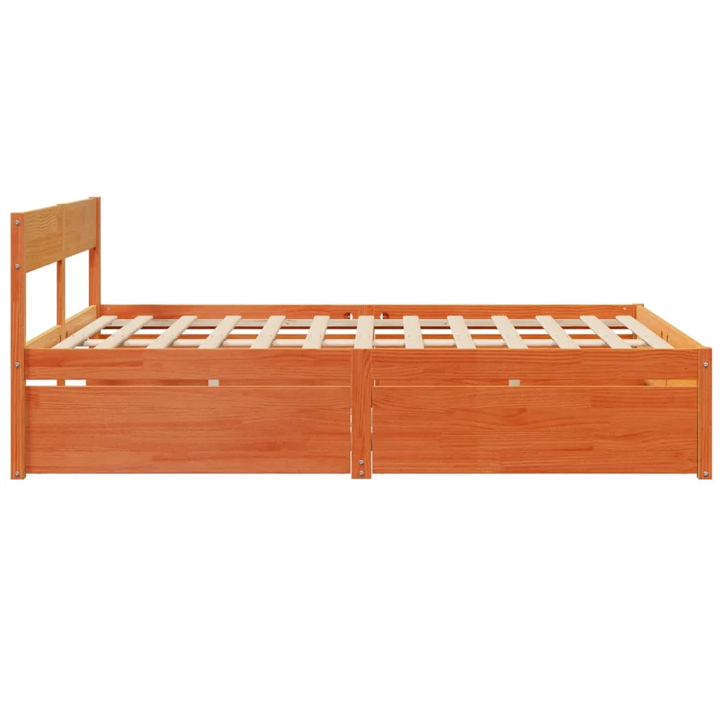 Letto senza Materasso-Struttura Letto Marrone Cera 160x200 cm in Legno di Pino 446590