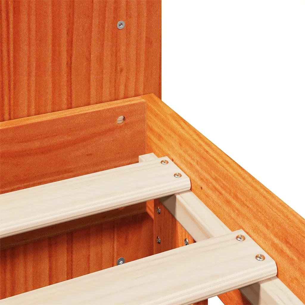 Giroletto senza Materasso-Struttura Letto Marrone Cera 150x200 cm Legno di Pino 843121