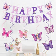 Decorazione Happy Birthday a forma di farfalla con coda ondeggiante, adatta per adulti, bambini, ragazze e donne