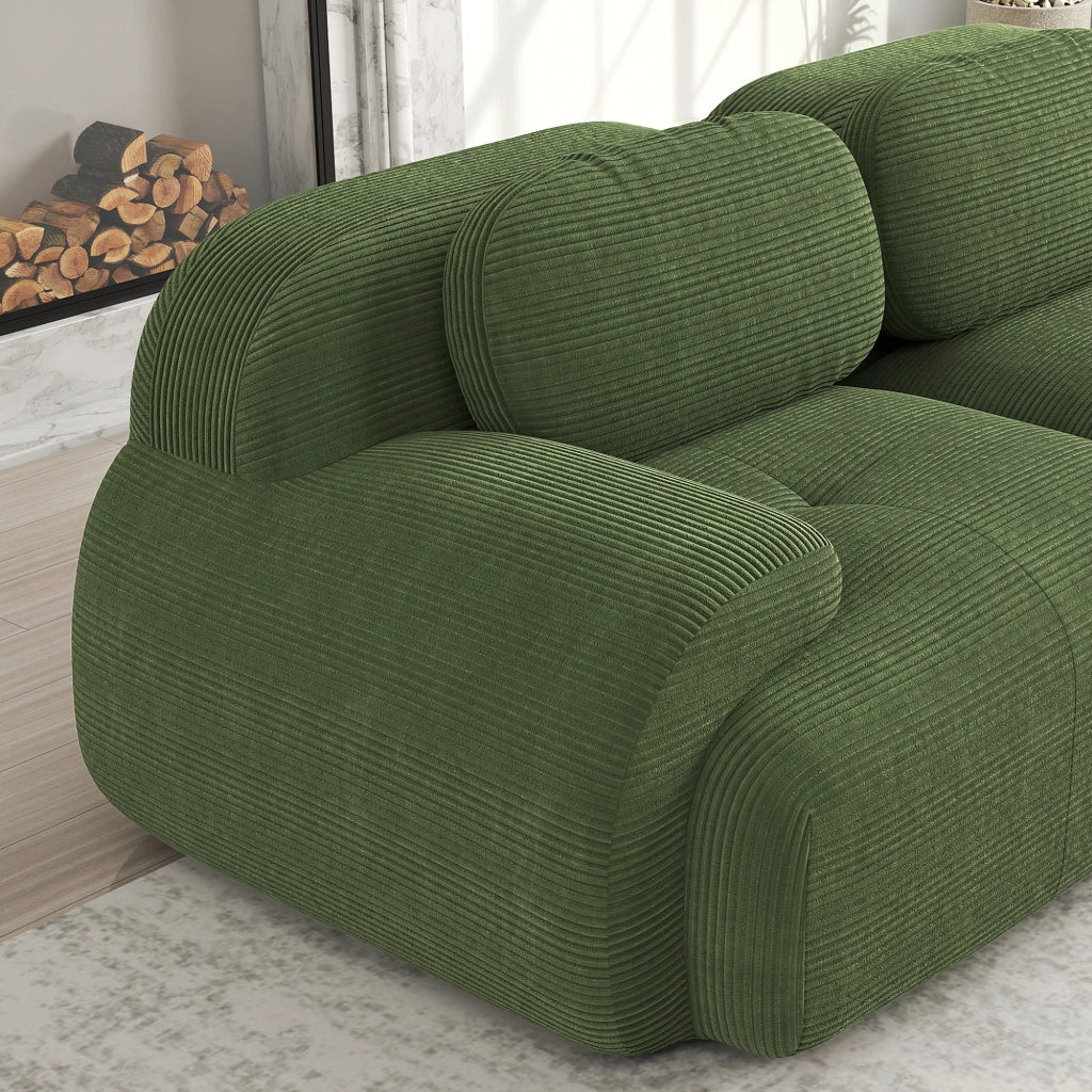 Divano angolare modulare a 2 posti - con braccioli ergonomici e base antiscivolo - in corduroy verde