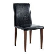 Set di 4 sedie da sala da pranzo in PU nero con schienale ergonomico e gambe effetto noce; metallo; 90 cm