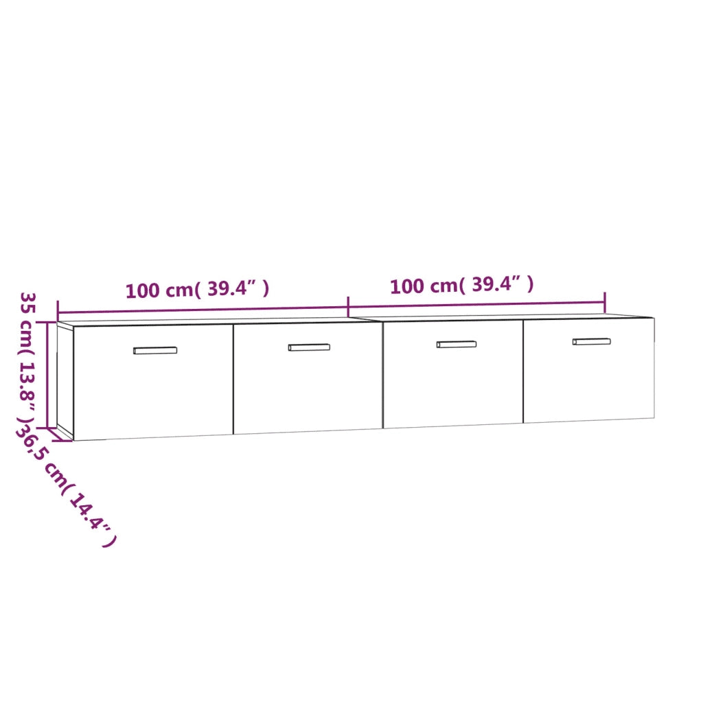 Mobili Parete 2pz Bianco 100x36,5x35 cm in Legno Multistrato 3115660