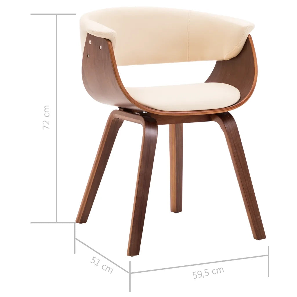 Sedia da Pranzo in Legno Piegato e Similpelle Crema 283128
