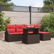Set Divano da Giardino con cuscino 6 pcs Marrone Poly Rattan 3357367