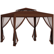 Gazebo da giardino 3x3 m ¨C Minimal ¨C marrone, 4 zanzariere, telaio in metallo