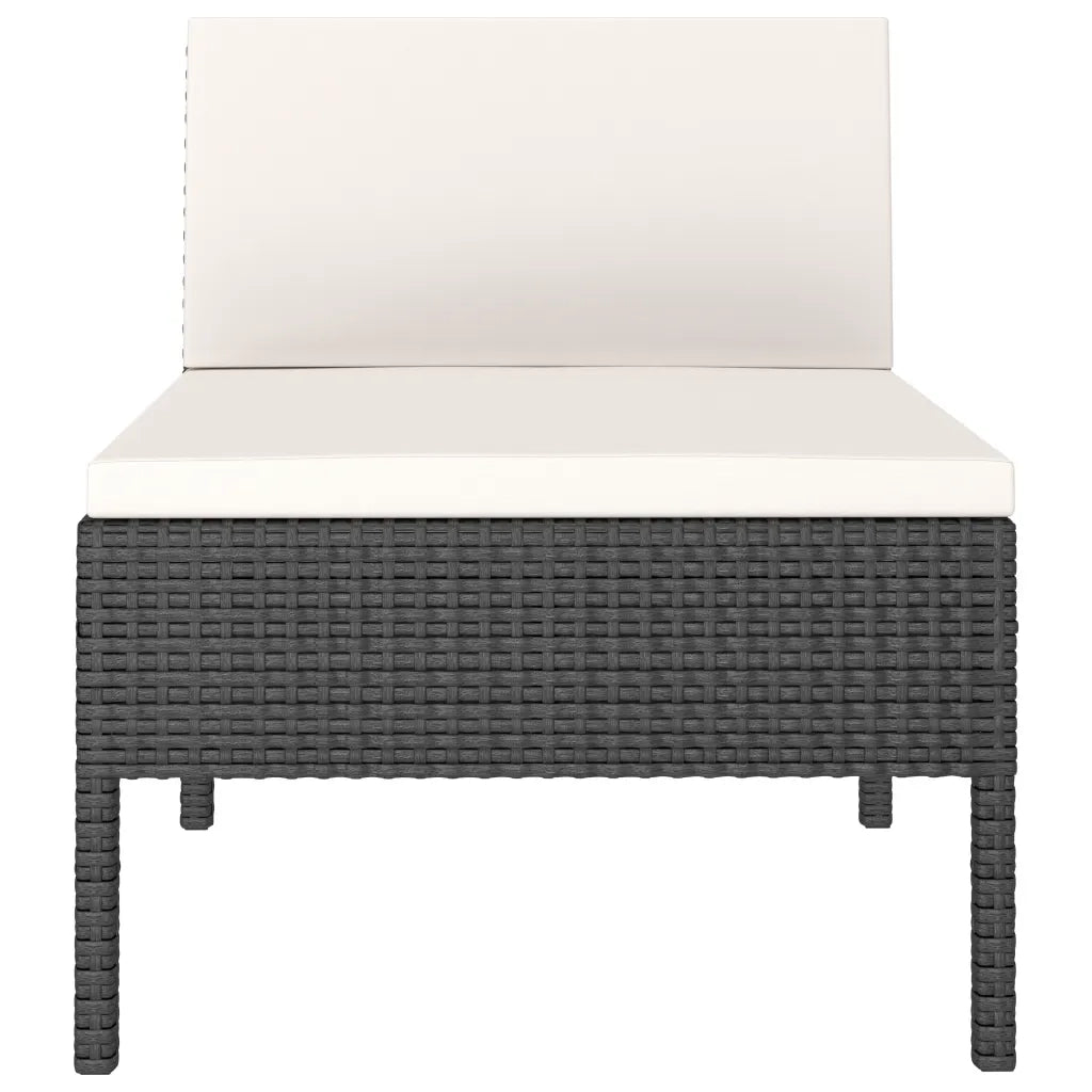 Sedie da Giardino 3 pz con Cuscini in Polyrattan Nere 310190
