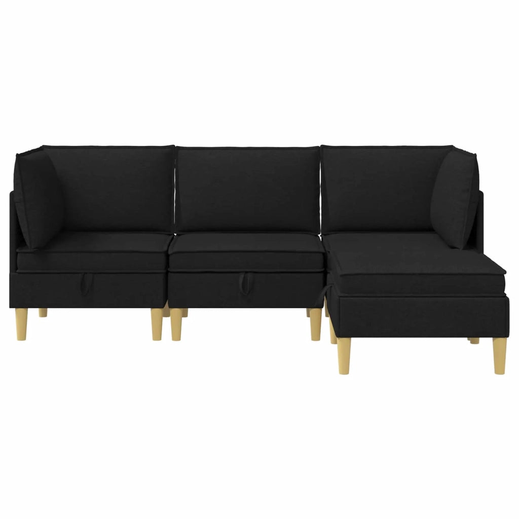 Set di mobili per il soggiorno con cuscino 4 pcs Nero Tessuto 3413685