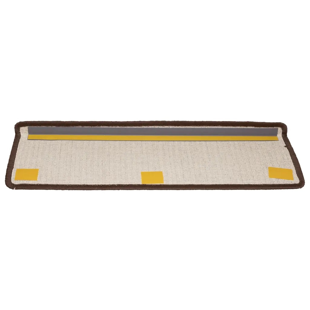 Tappetini per scale 15 pz | Gradini per Scale 65x21x4 cm Marrone Bordo rettangolare