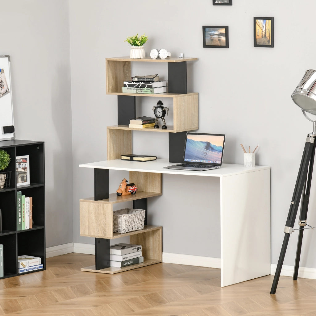 Scrivania con Libreria per Camera, Scrivania Ufficio, Scrivania Porta PC in Legno Multicolore, 120x60x148cm