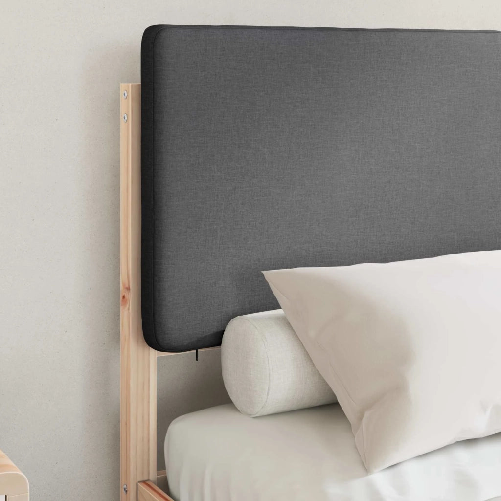Letto matrimoniale | Letto per adulti | Letto con Testiera Rivestita Grigio scuro 120 x 200 cm