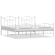 Letto matrimoniale | Letto per adulti | Giroletto con Testiera e Pediera Metallo Bianco 200x200 cm