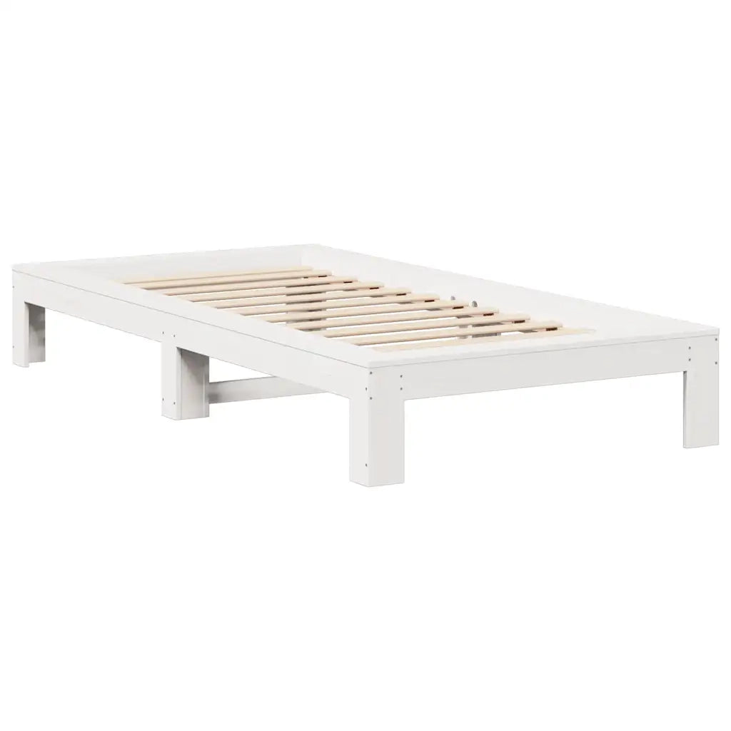 Giroletto senza Materasso Bianco 100x200 cm Legno Massello Pino