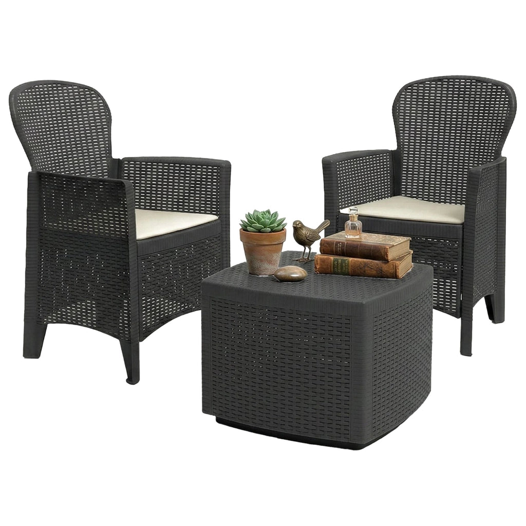 Salottino Outdoor Anny, set Salotto da Esterno 2 Posti Made in Italy, Nero Antracite