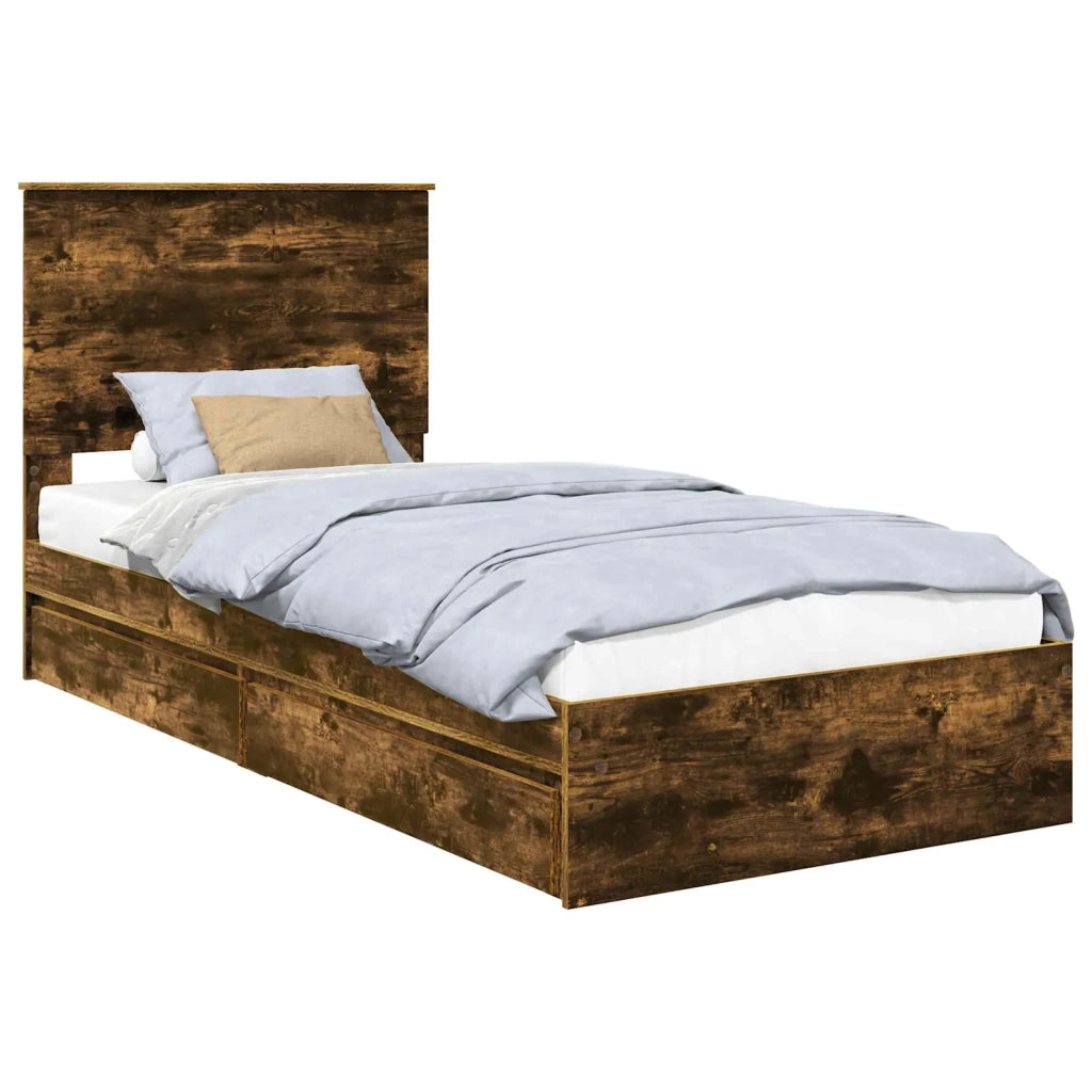 Letto con Contenitore Rovere fumé 90 x 200 cm Legno multistrato