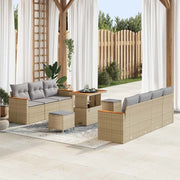 Set Divano da Giardino 10 pcs Beige polyrattan