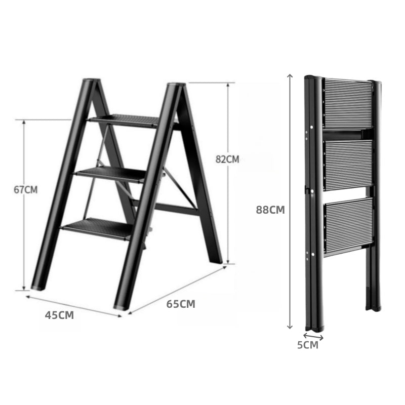 Scaletta Pieghevole 3 Gradini Antiscivolo Portatile ¨C Xylo ¨C Nero