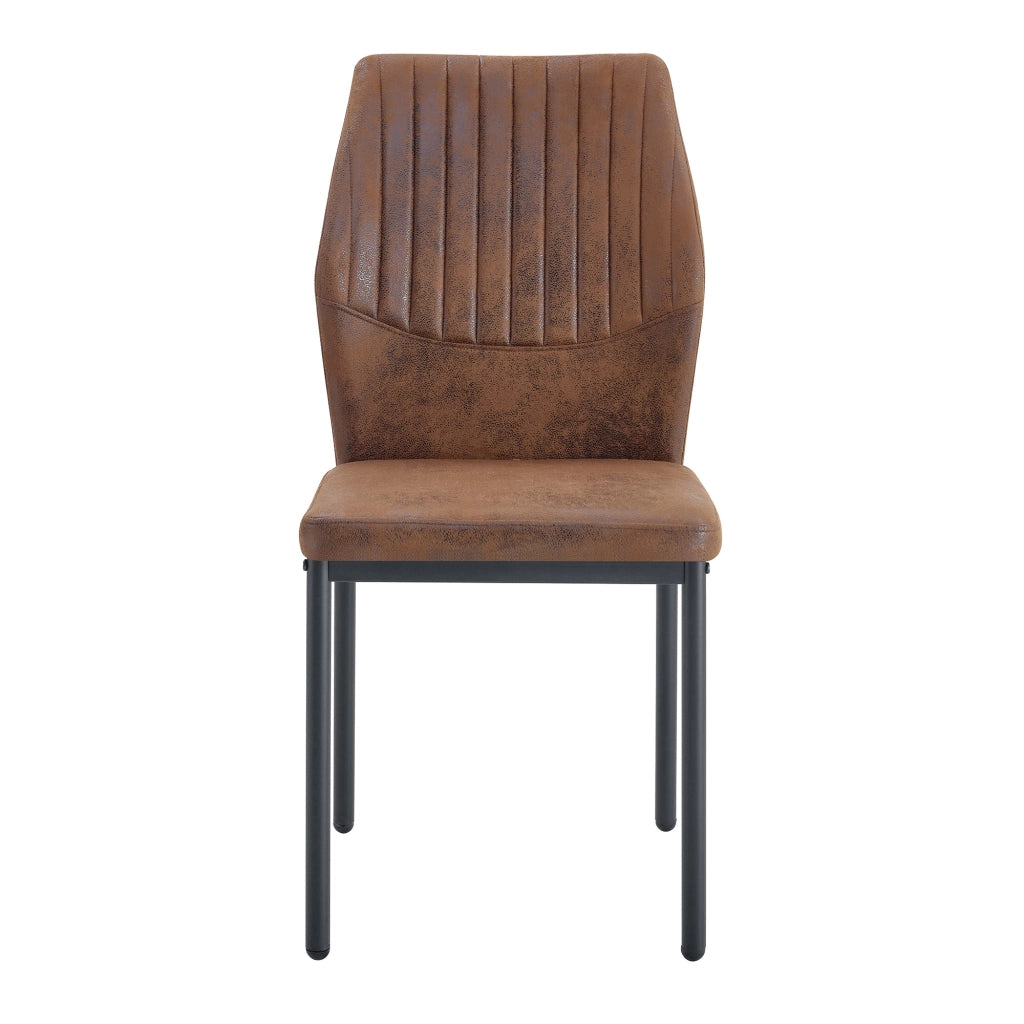 Sedie da pranzo set da 4 in tessuto tecnico con schienale a righe verticali e gambe in metallo nero marrone