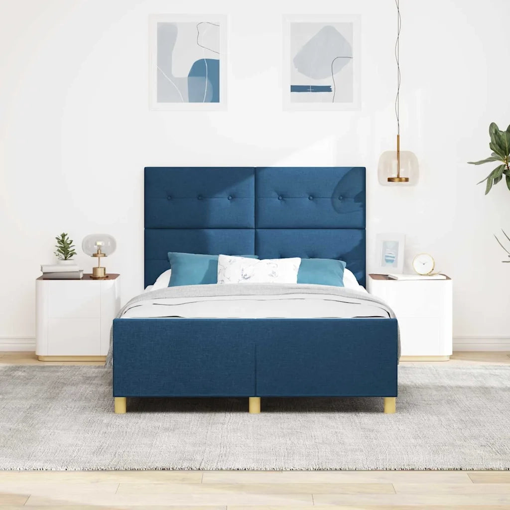Struttura del letto con testiera Blu 160 x 200 cm Tessuto