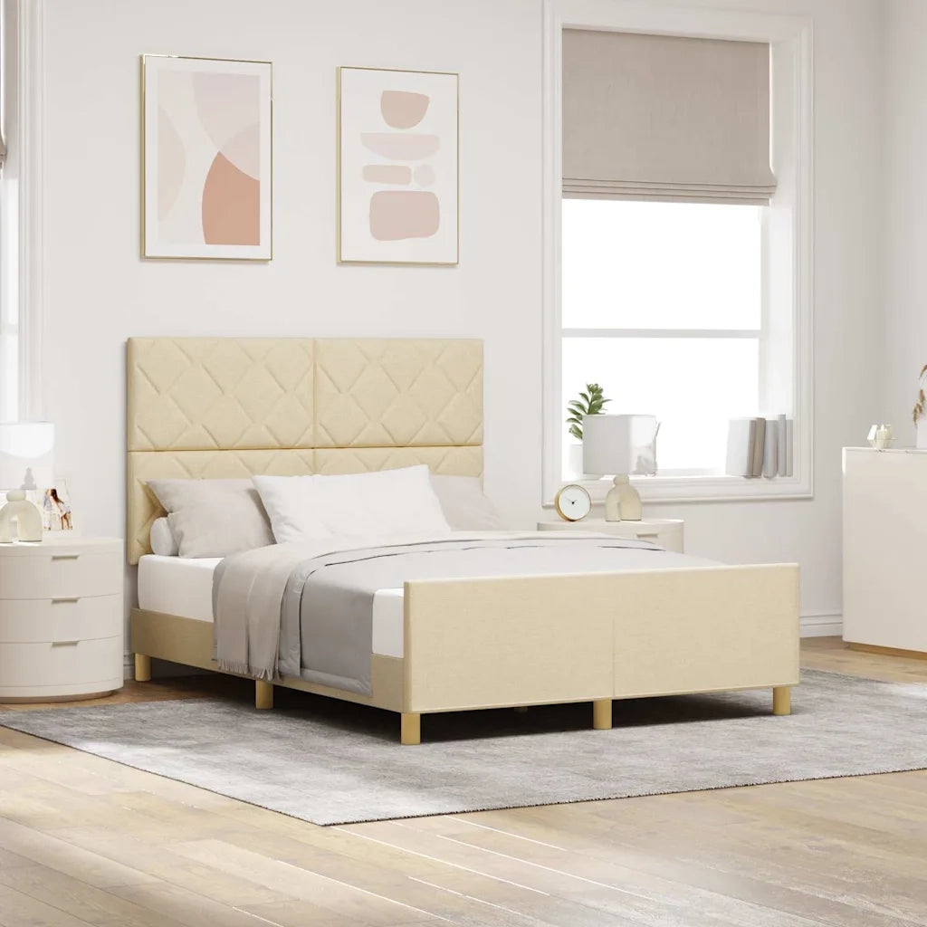 Struttura del letto con testiera Crema 160 x 200 cm Tessuto