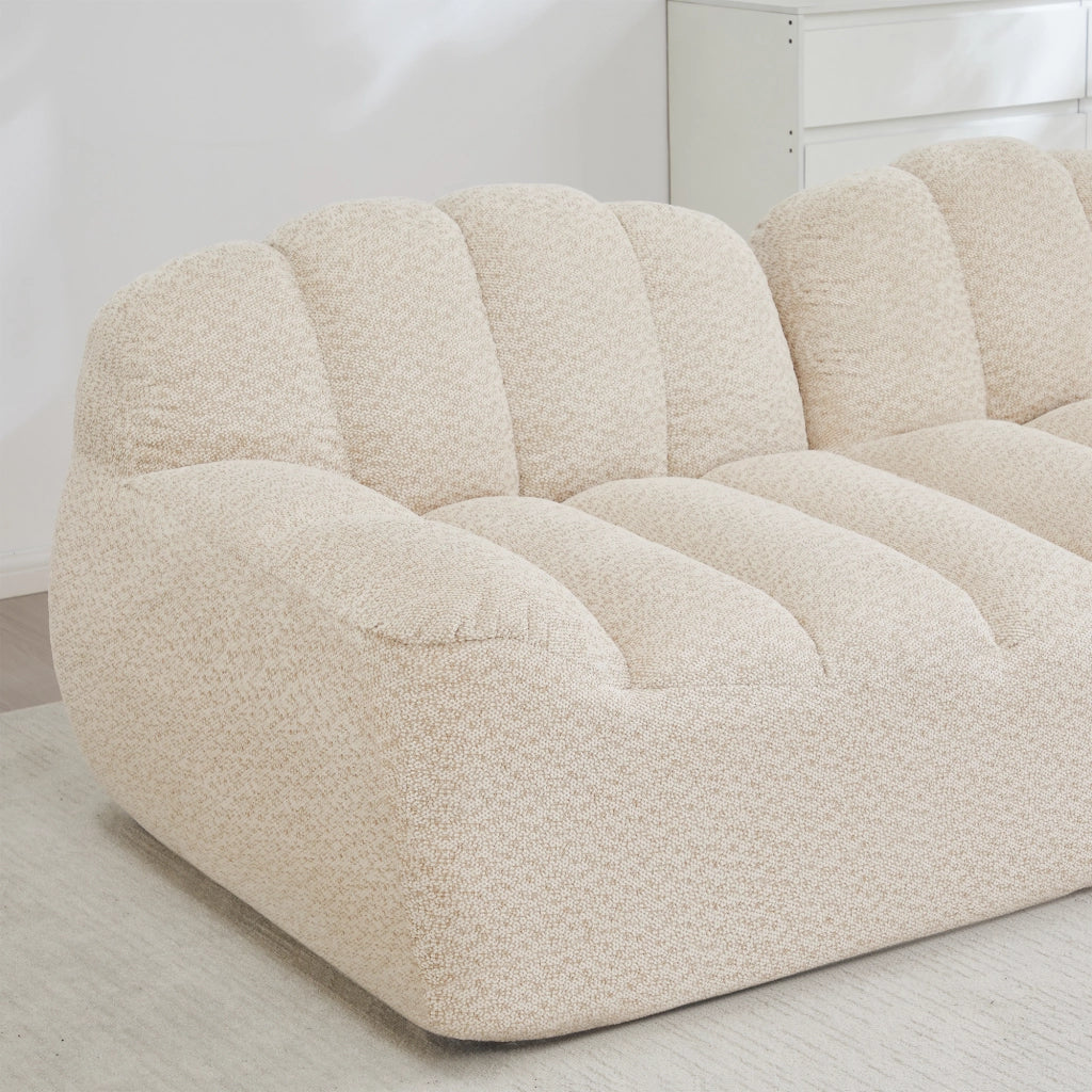 Divano Modulare 3 Posti ¨C Xylo ¨C Tessuto Morbido, Beige, Schiuma Alta Densit¨¤
