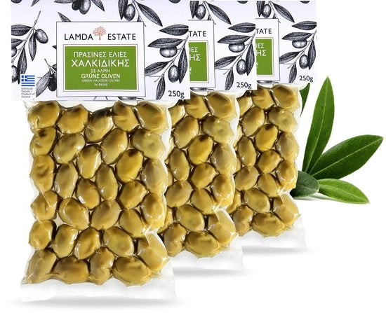 Oli d'oliva greche premium di alta qualità - confezionati in vuoto 3 x 250 g - stagionati naturalmente - intensi aromi di erbe - lunga conservazione
