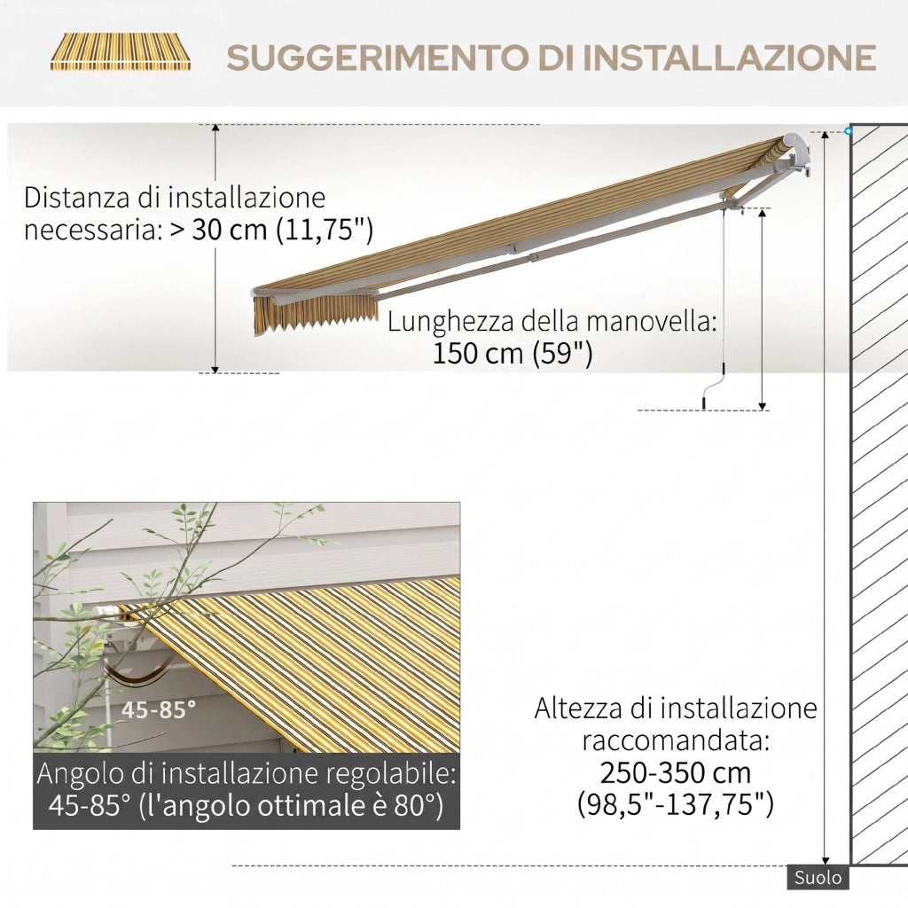 Tenda da Sole Avvolgibile a Bracci ¨C Minimal ¨C 350x250 cm Giallo