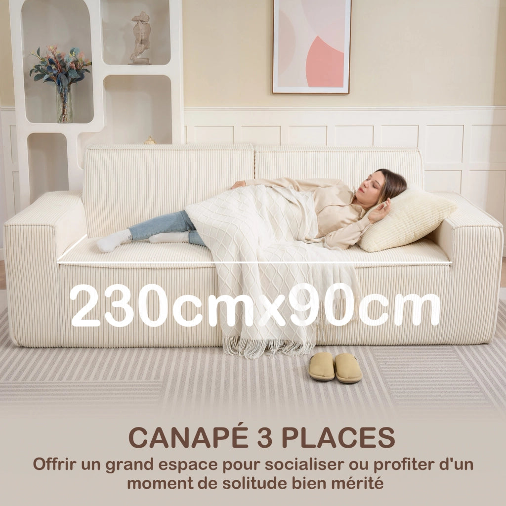 Divano 3 posti in velluto 230 cm ¨C Xylo ¨C beige