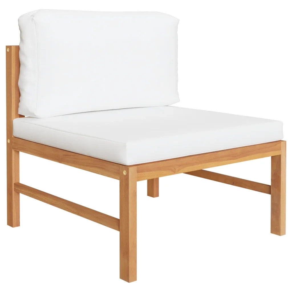 Set Divani Giardino 2 pz | Set Salotto da Giardino Cuscini Crema in Legno di Teak