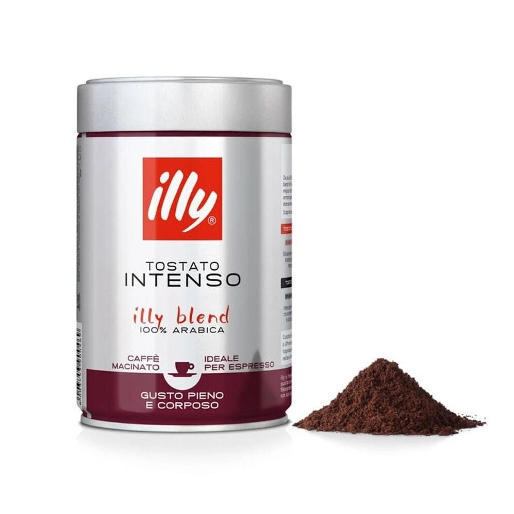Illy caffe' macinato espresso tostato intenso 100% arabica macinato barattolo da 250 grammi