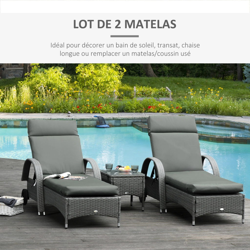 Cuscini per Chaise Longue ¨C Minimal ¨C Grigio Scuro 196x55 cm