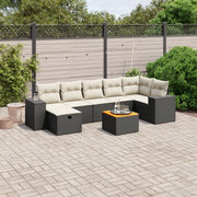 Set Divani da Giardino con Cuscini 8 pz Nero in Polyrattan