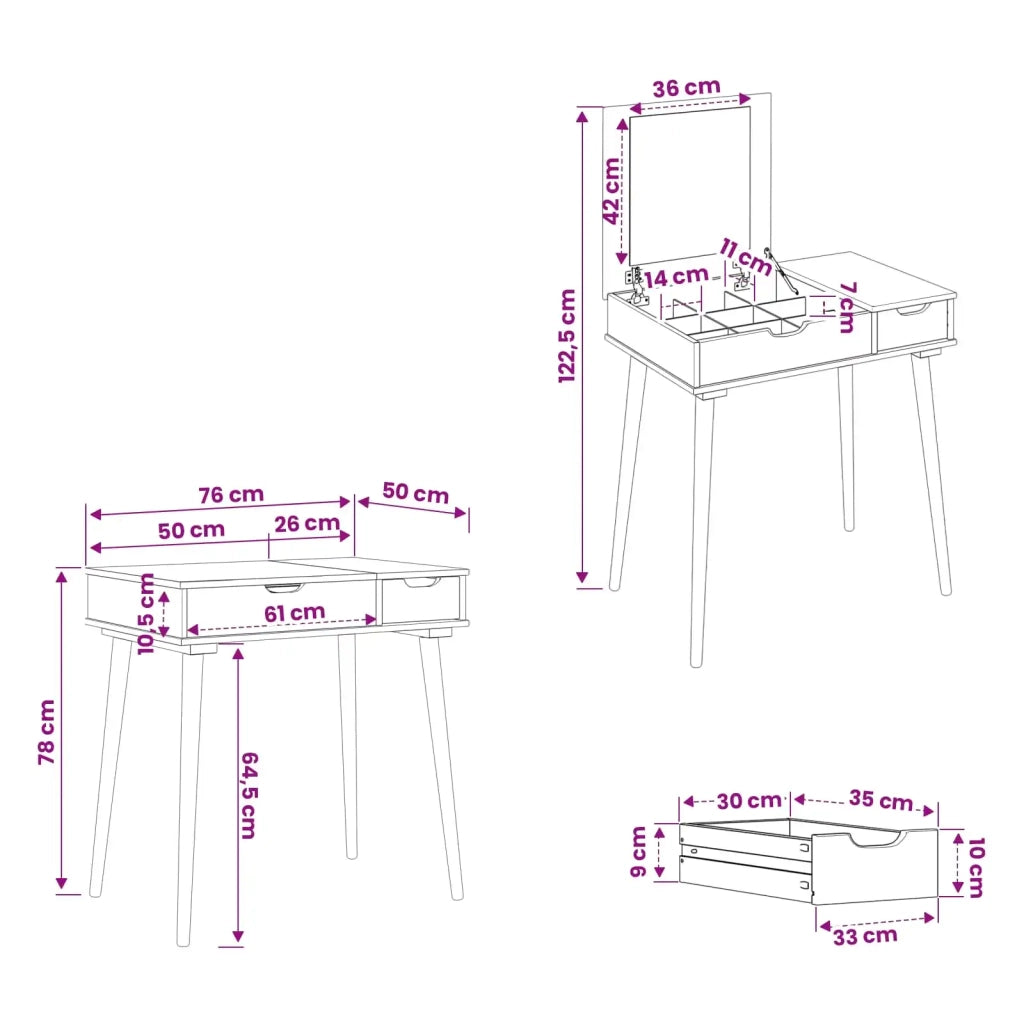 Tavolo da Trucco FAUSKE Bianco 76 x 50 x 78 cm 42040687