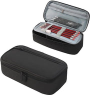 Etui per adulti, grande 2-comparto borsa Oxford tessuto per ragazzi, borsa da portare con cerniera, borsa per un righello da 20 cm, borsa per materiali scolastici e ufficio (nero)